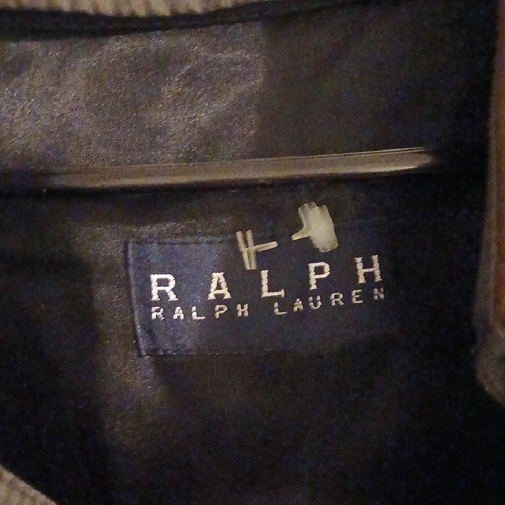 Ralph Lauren Olive Trench Coat with Brown Collar - Picture 2 of 5